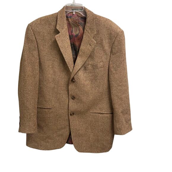 Ralph Lauren Brown Herringbone Mens Blazer Wool 43R Sports Coat Jacket - Picture 1 of 9
